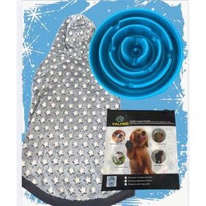Dog Bundle Valfrid Paw Pads Size M| 10.5 " Slow Feeder| Star Fleece Hoodie Coat‎